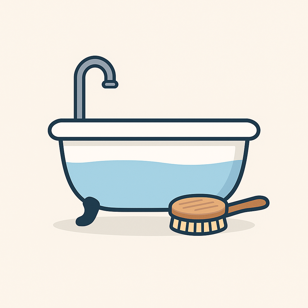 Bathtub and brush illustration