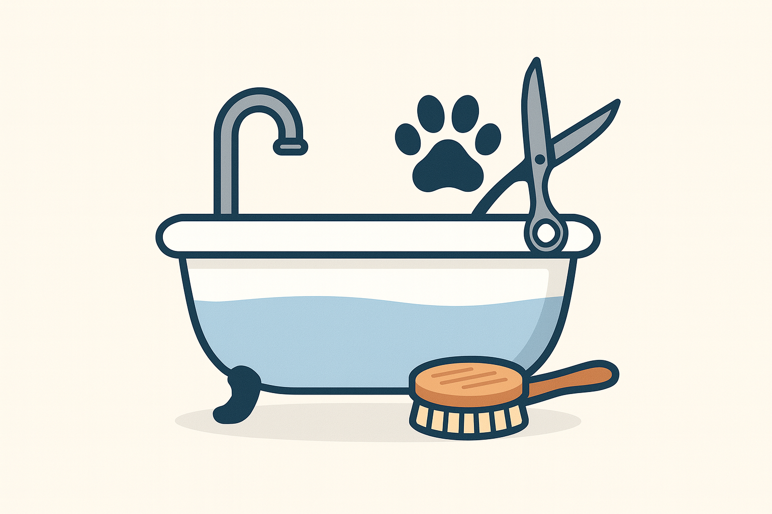 Bathtub with scissors illustration