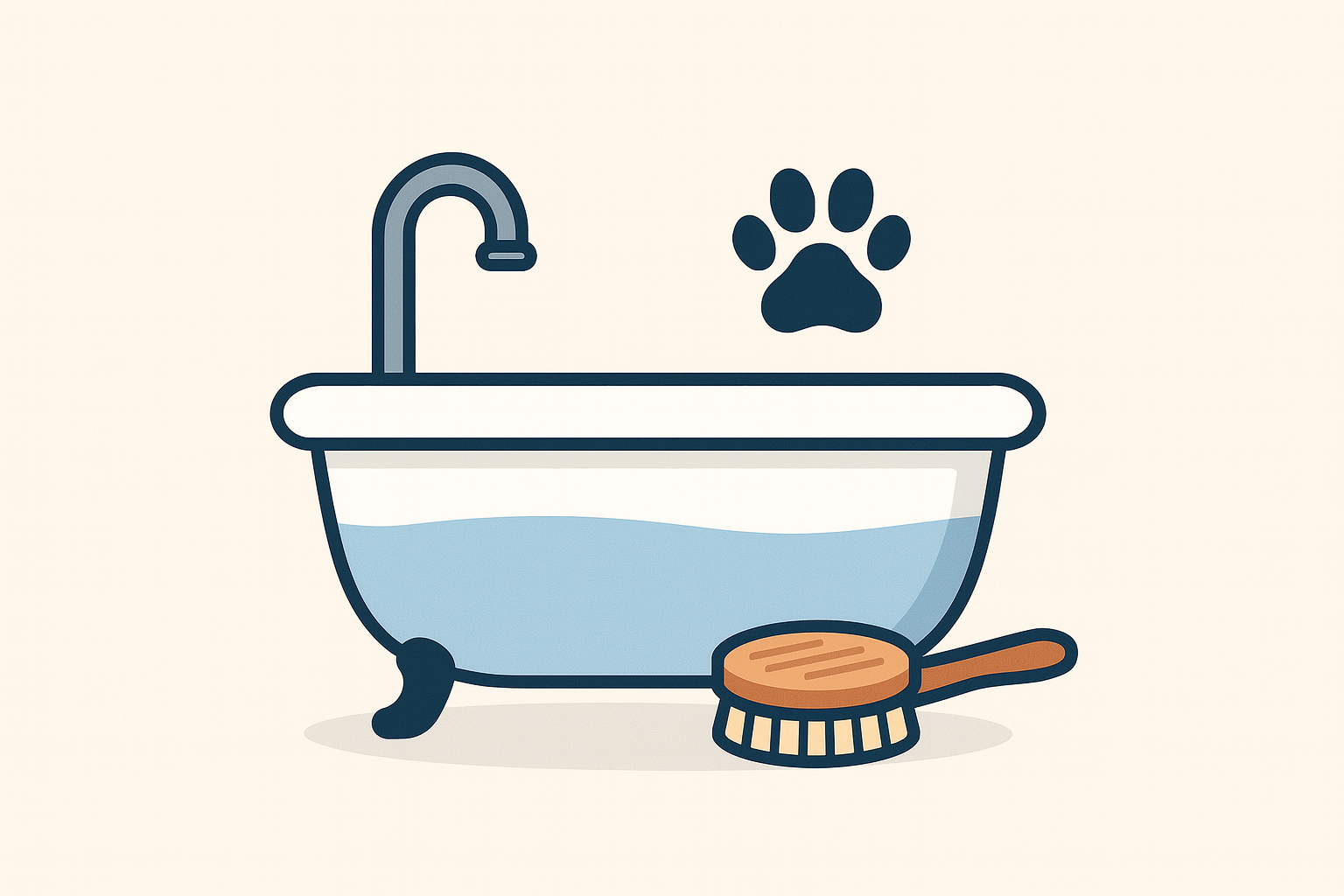 Bathtub with paw mark illustration